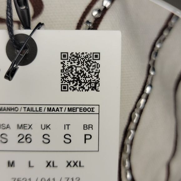 NWT ZARA FLORAL PAISLEY BEADED DRESS BROWN WHITE BLUE small - Picture 7 of 10